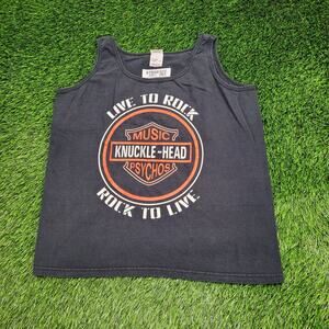 Vintage 90s Knuckle-Head Psychos Tank-Top M/L 21x25 Cropped Rock